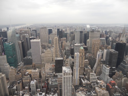 In the layout of a city: View of NYC as seen from the top of the Empire State Building
